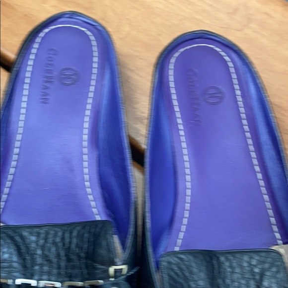 Cole Haan black leather slip on mules loafers 8 - Picture 3 of 6